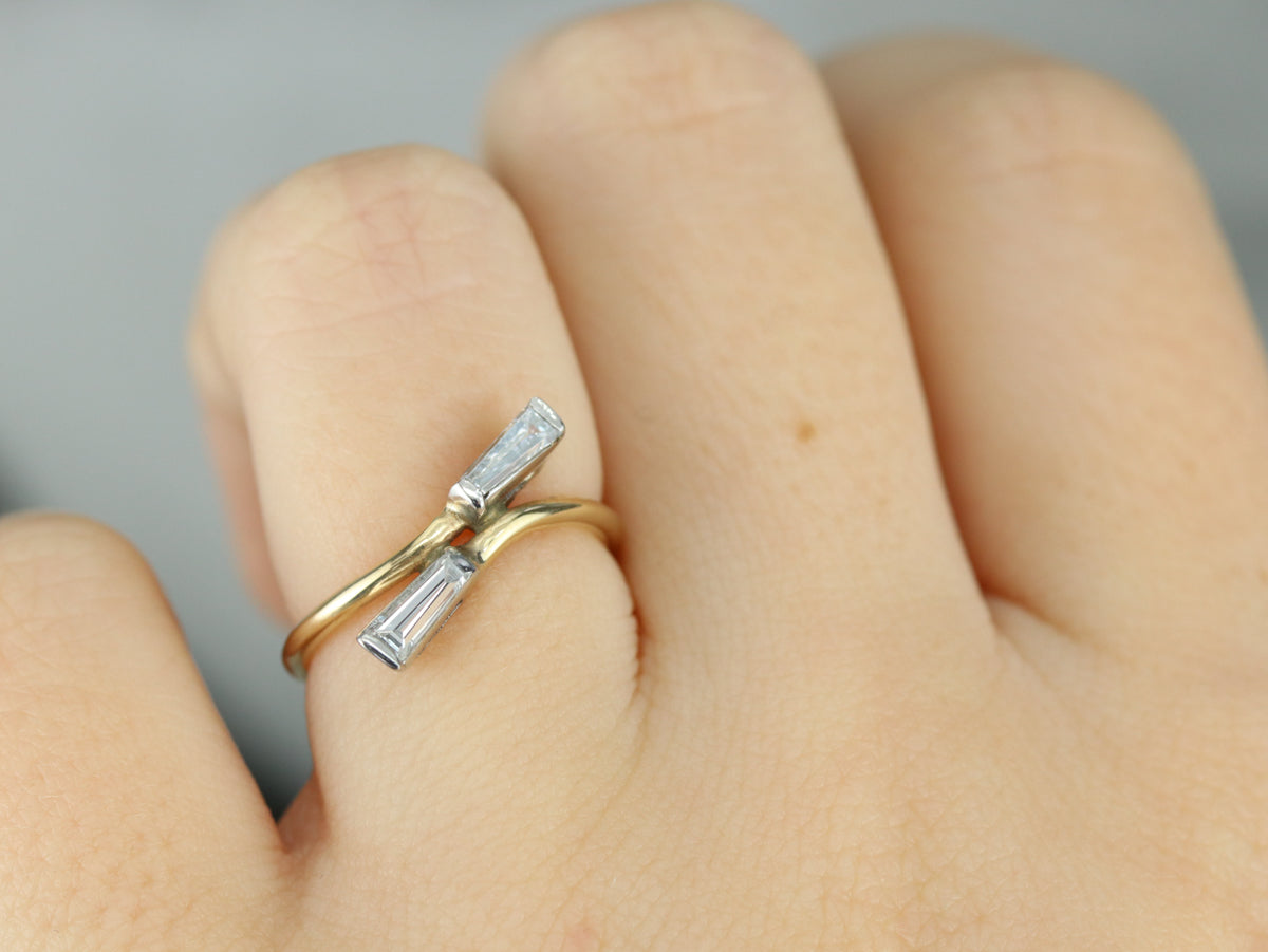 Vintage Diamond Baguette Bypass Ring