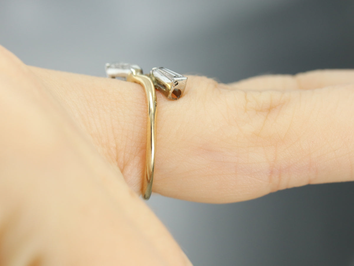 Vintage Diamond Baguette Bypass Ring