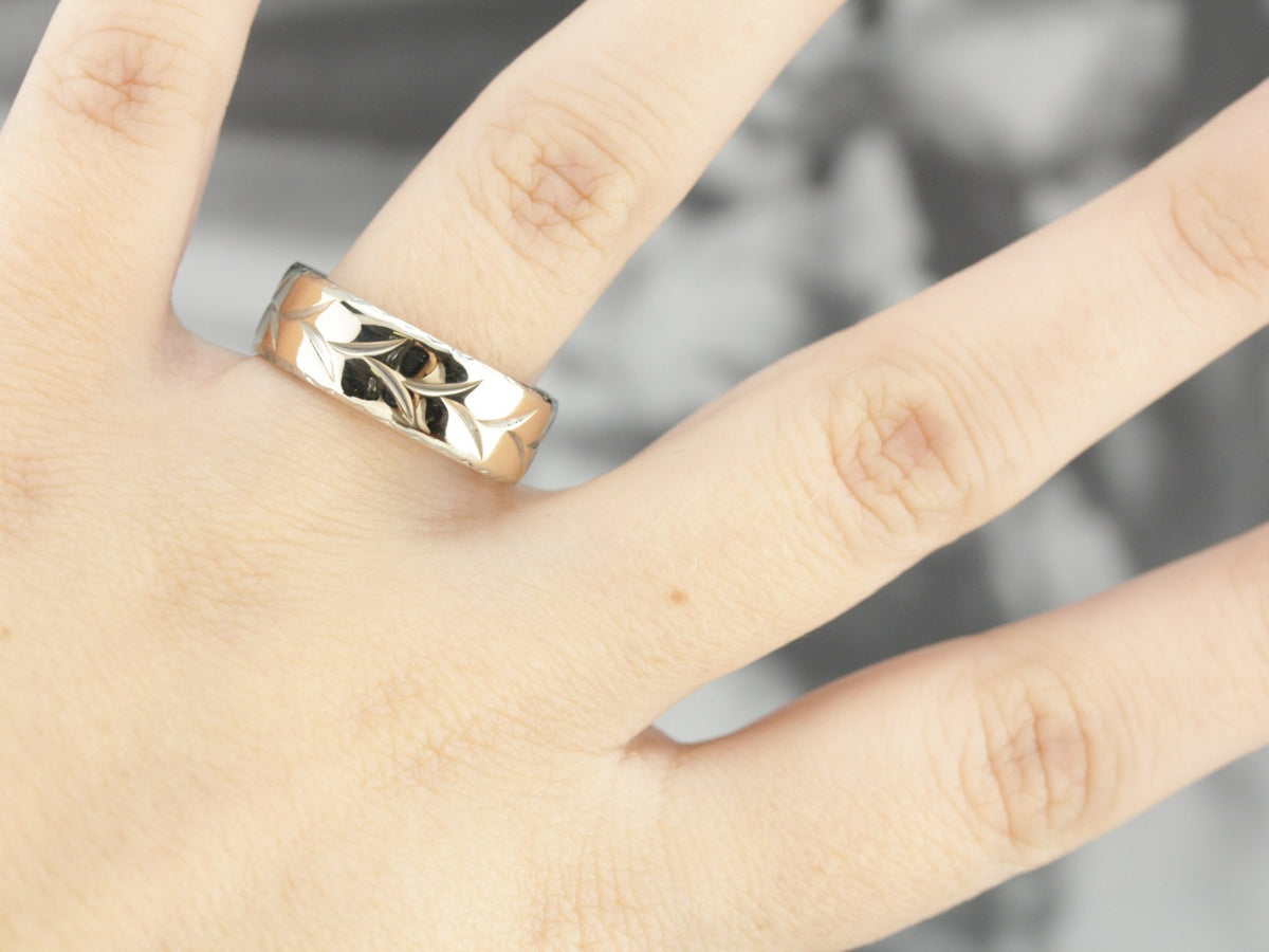 Vintage Braid Patterned Gold Wedding Band