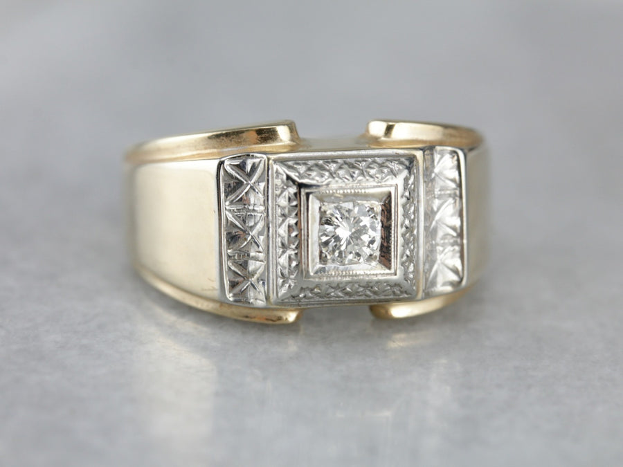 Men's 1940's Retro Era Diamond Ring