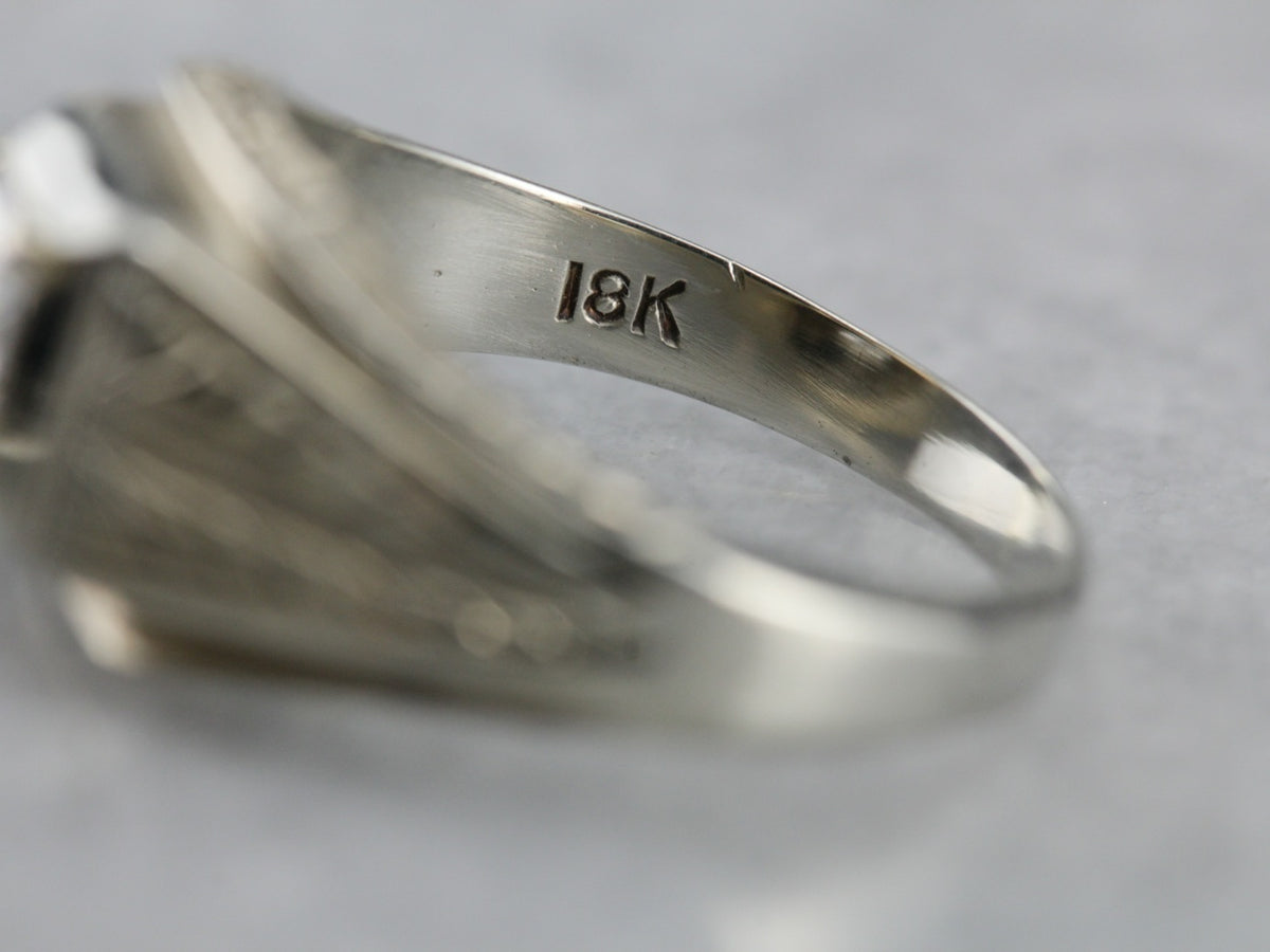 Men's Art Deco Etched Diamond Ring