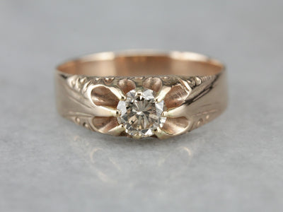 Antique Men's Diamond Solitaire Victorian Ring