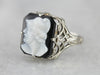 Black and White Stone Cameo in Art Deco Ladies Filigree Ring