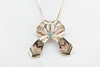 Antique Edwardian / Victorian Bridal Jewelry: Beautiful Turquoise and Rose Gold Vintage Ribbon Pendant