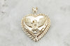 Patriotic Pride: Eagle Mounted Heart Shaped Locket, Polished Gold Bold Statement Pendant
