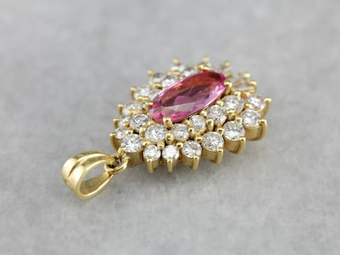 Beautiful Pink Tourmaline Halo Pendant