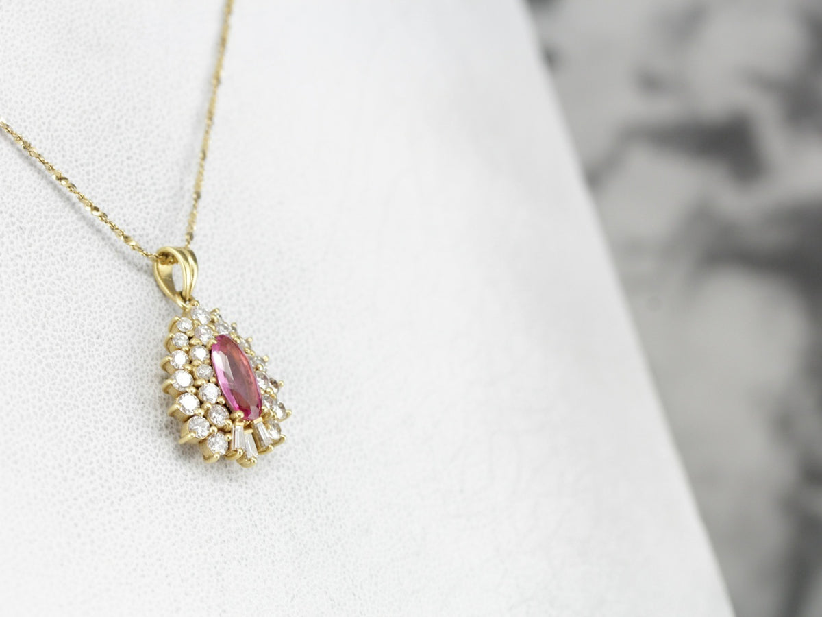 Beautiful Pink Tourmaline Halo Pendant