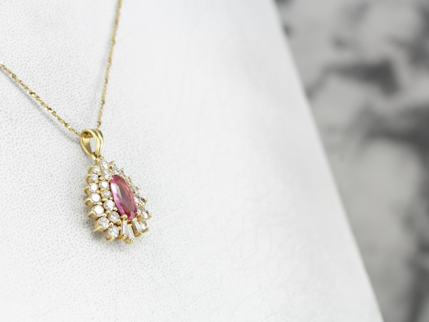 Beautiful Pink Tourmaline Halo Pendant