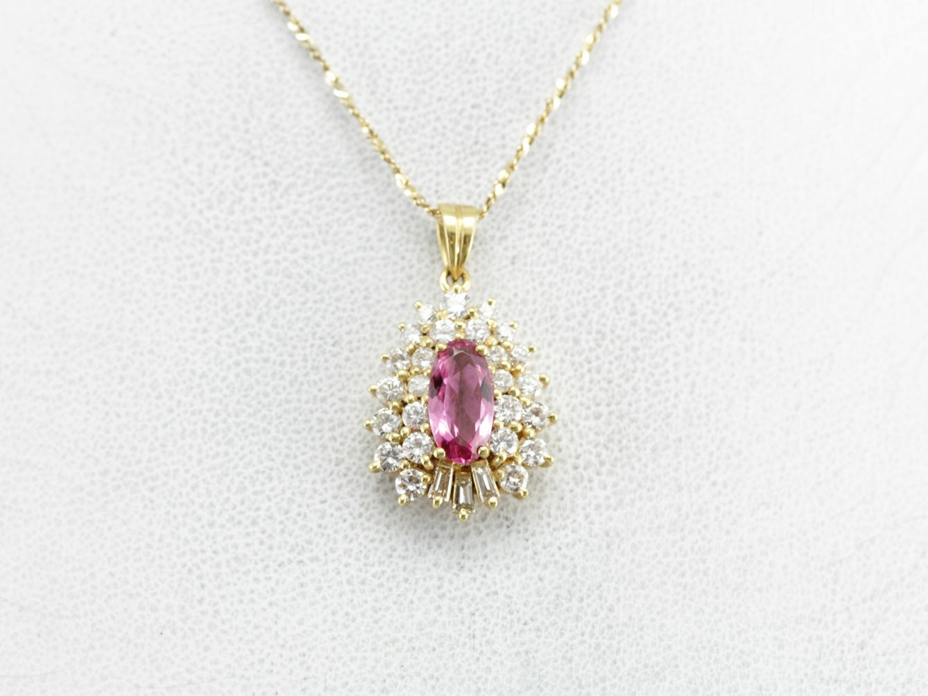 Beautiful Pink Tourmaline Halo Pendant