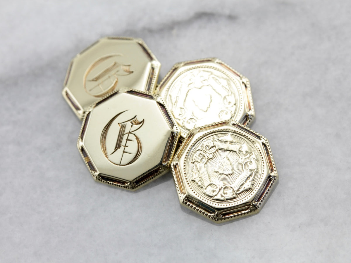 Gemelos antiguos con monograma G inglés antiguo