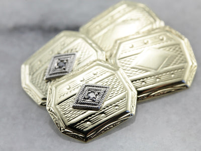 Dapper Diamond Etched 1930's Cufflinks
