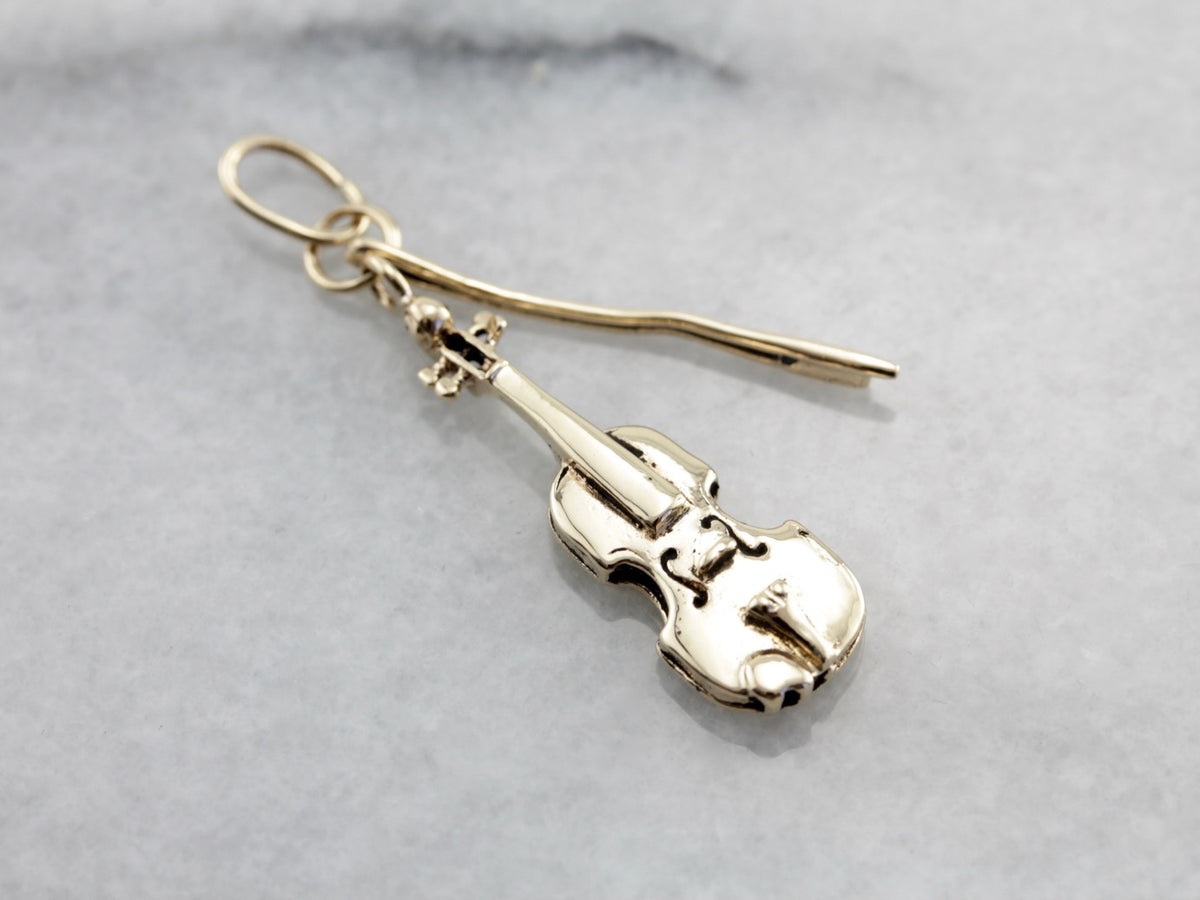 Violin and Bow Vintage Charm Pendant