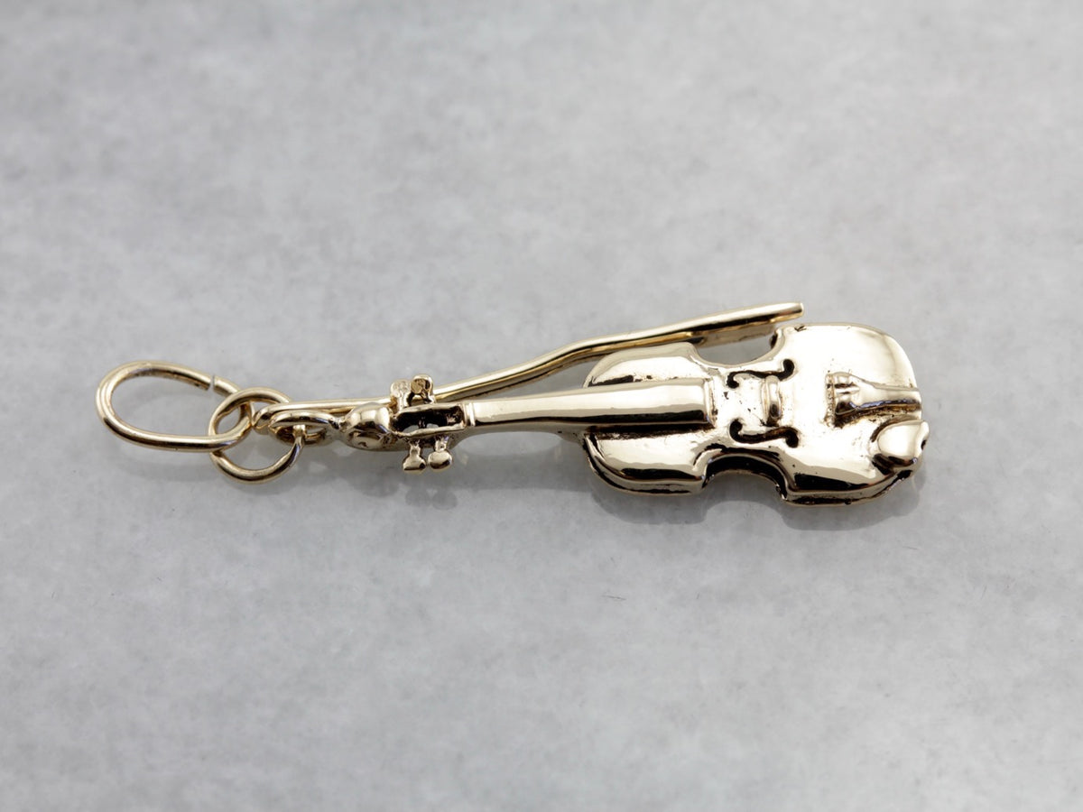 Violin and Bow Vintage Charm Pendant