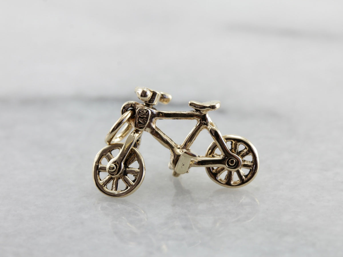 Moving Wheels, Gold Bicycle Charm