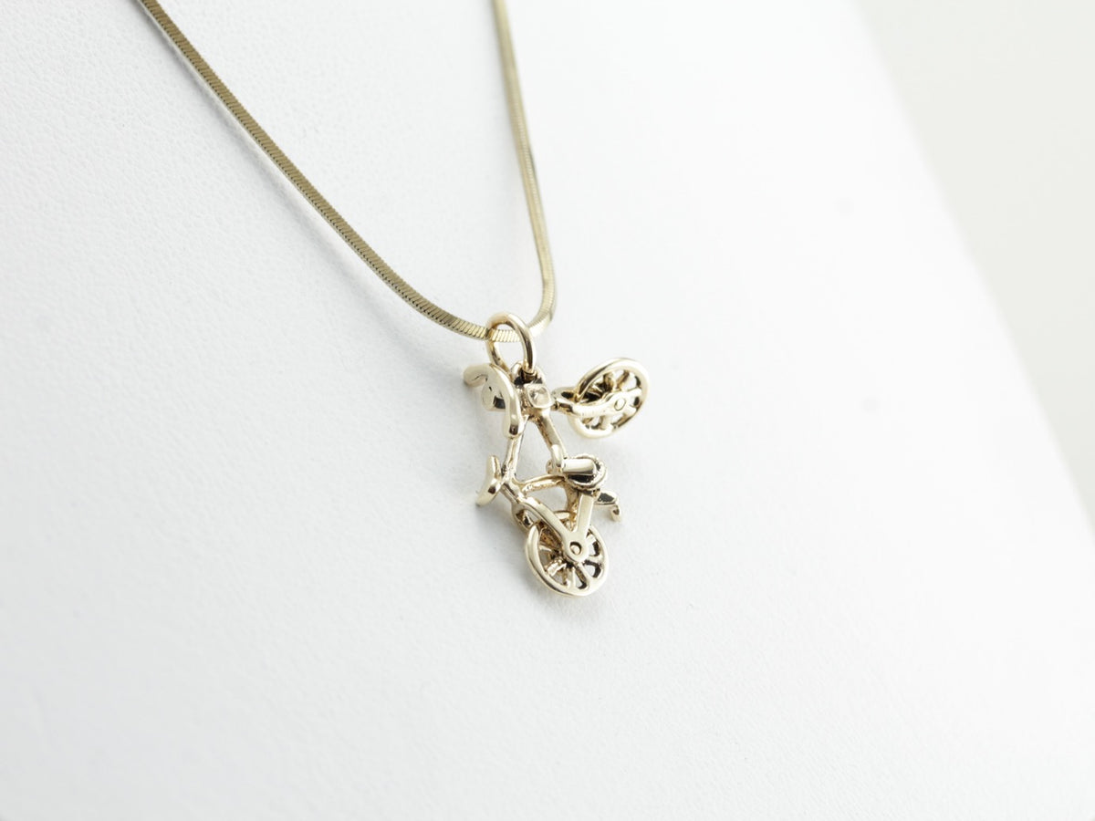 Moving Wheels, Gold Bicycle Charm