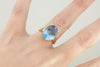 Bright Blue Topaz Cocktail Ring, Blue Statement Ring in Gold Mounting