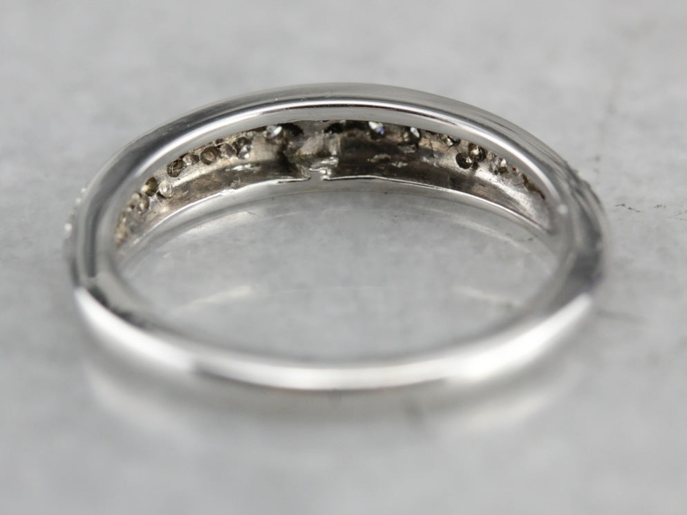 14k White Gold Pave Set, Comfort Fit  Wedding Band