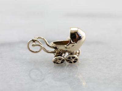 Baby Shower Keepsake, Gold Baby Carriage Charm