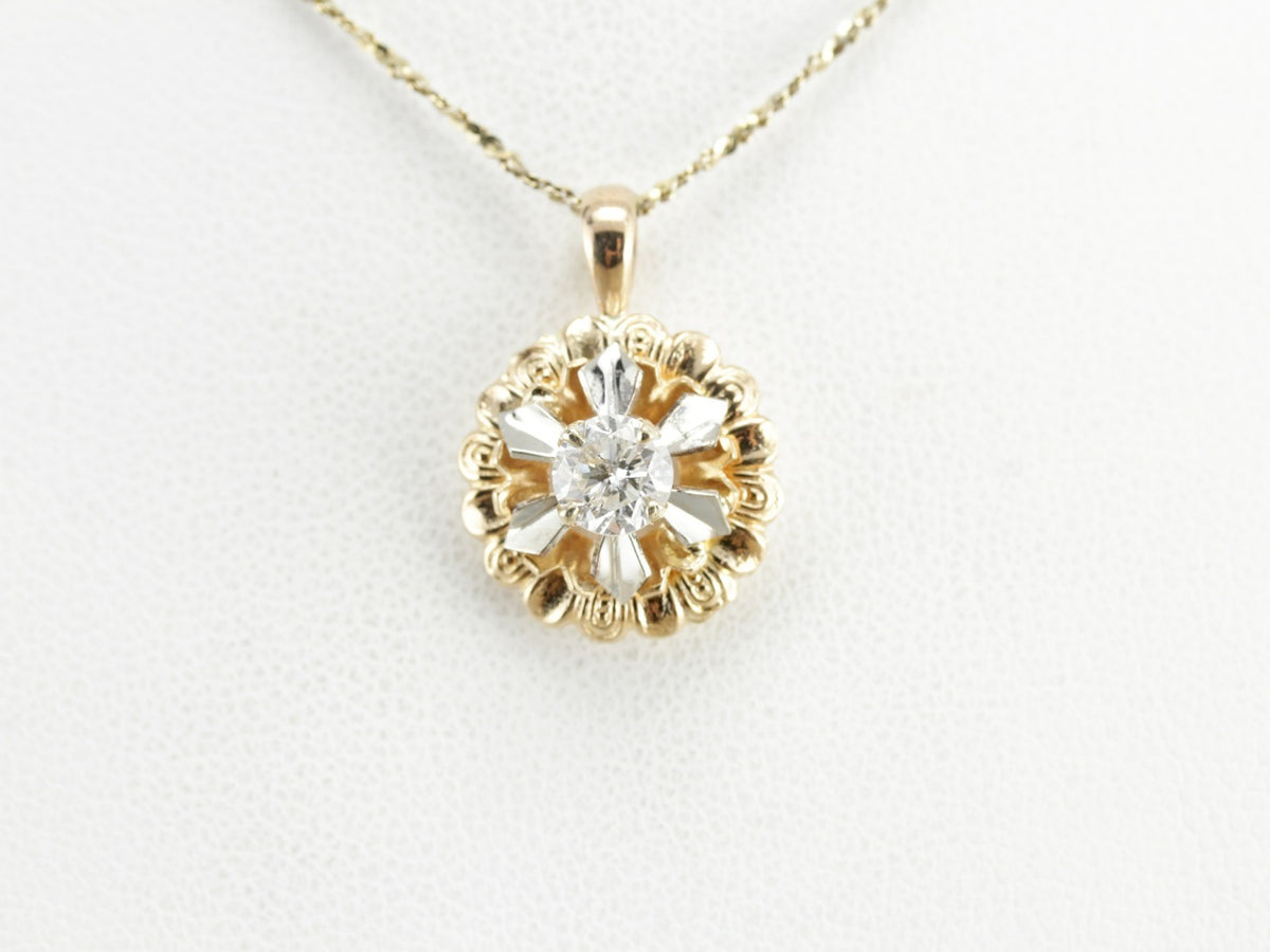Yellow and White Gold Diamond Pinwheel Pendant