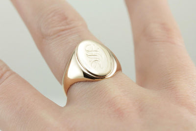 For Steve or Sara, S Monogramed Signet Ring, For Him or Her
