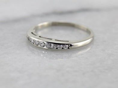 Single Cut Diamond Wedding Band in White Gold