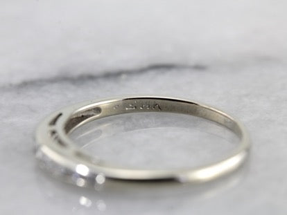 Single Cut Diamond Wedding Band in White Gold