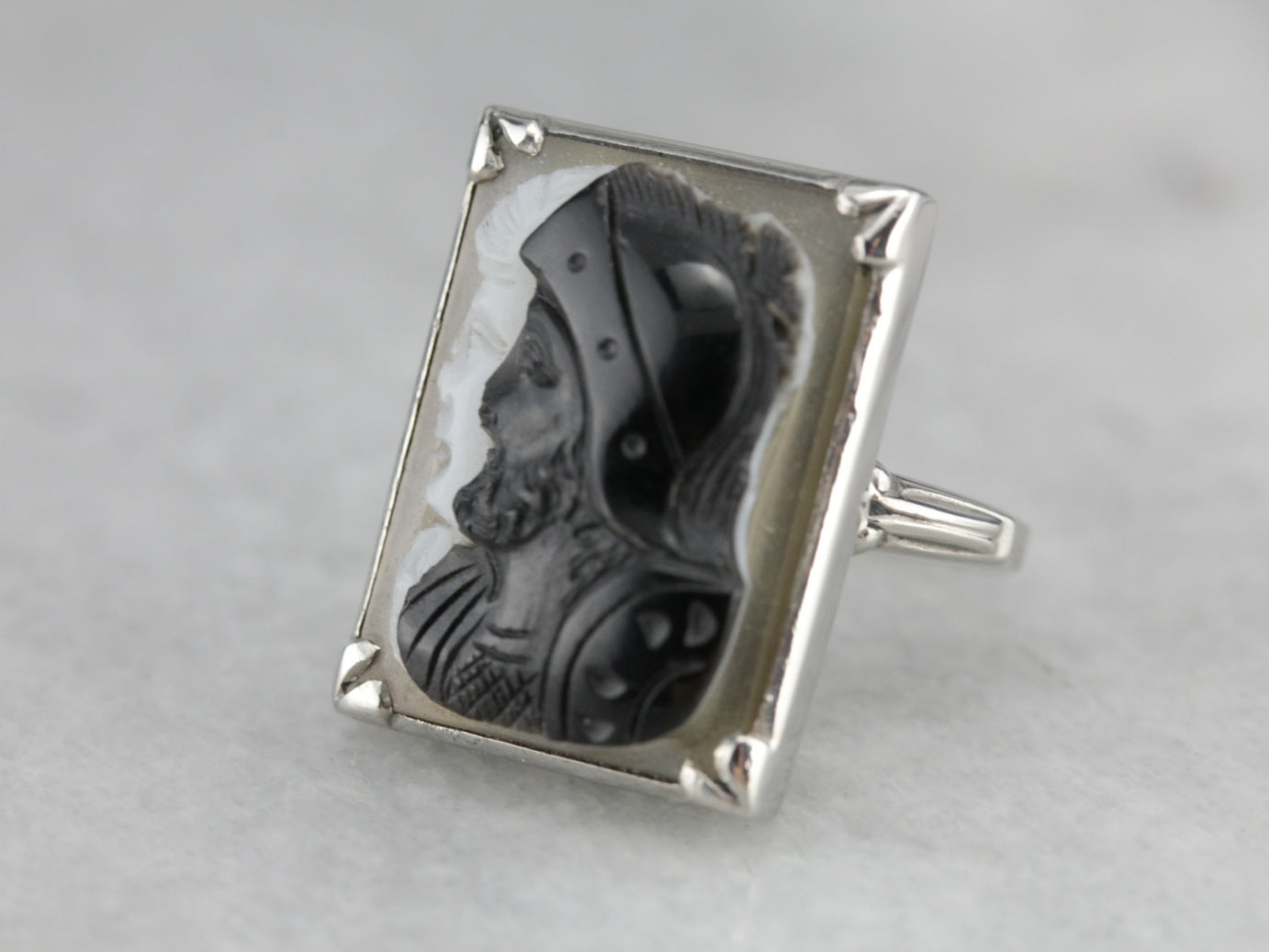 Unique Double Soldier Stone Cameo Ring