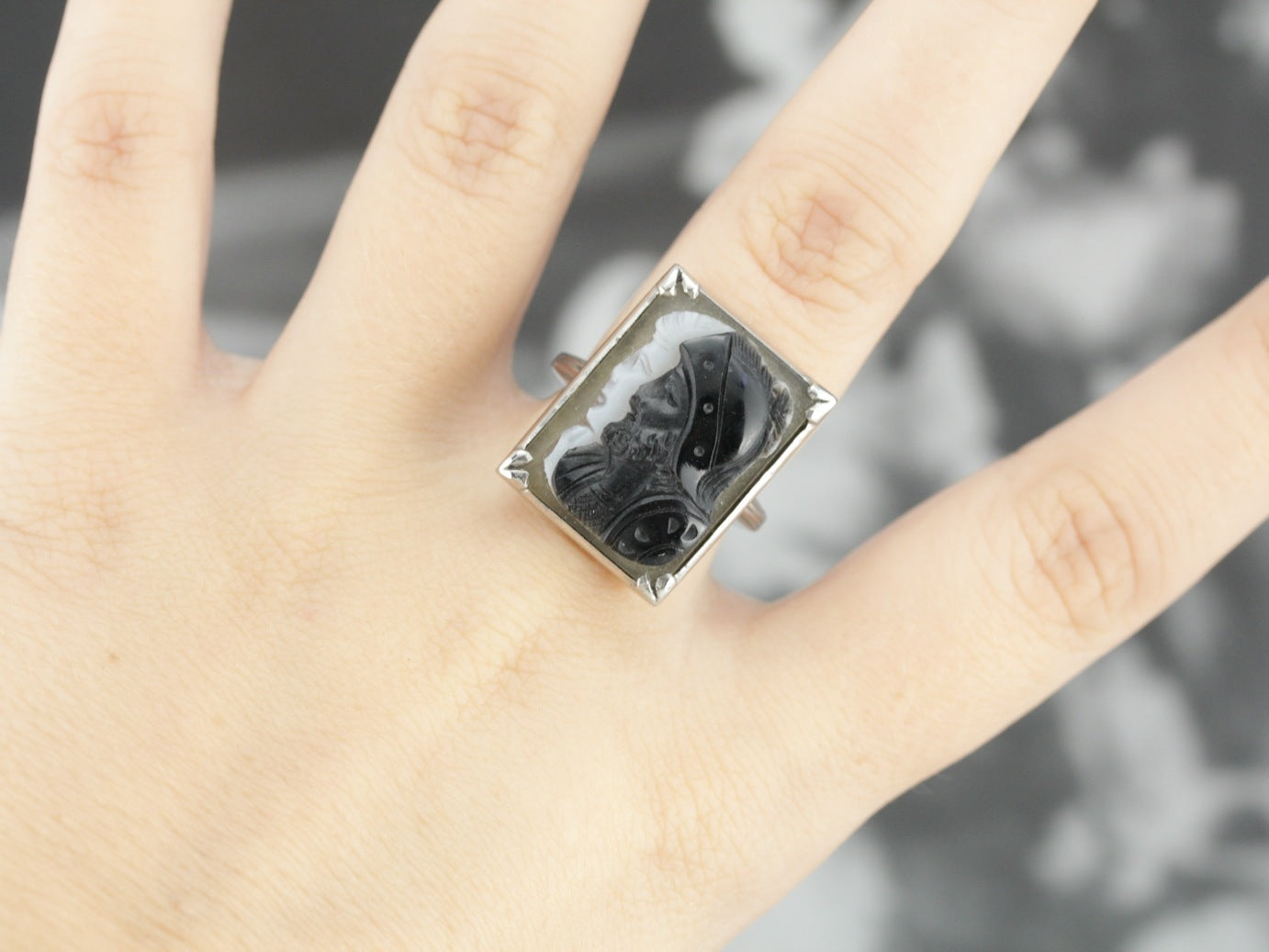Unique Double Soldier Stone Cameo Ring