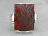Red Jasper and Hematite Stering Silver Ring by 925 Market Square
