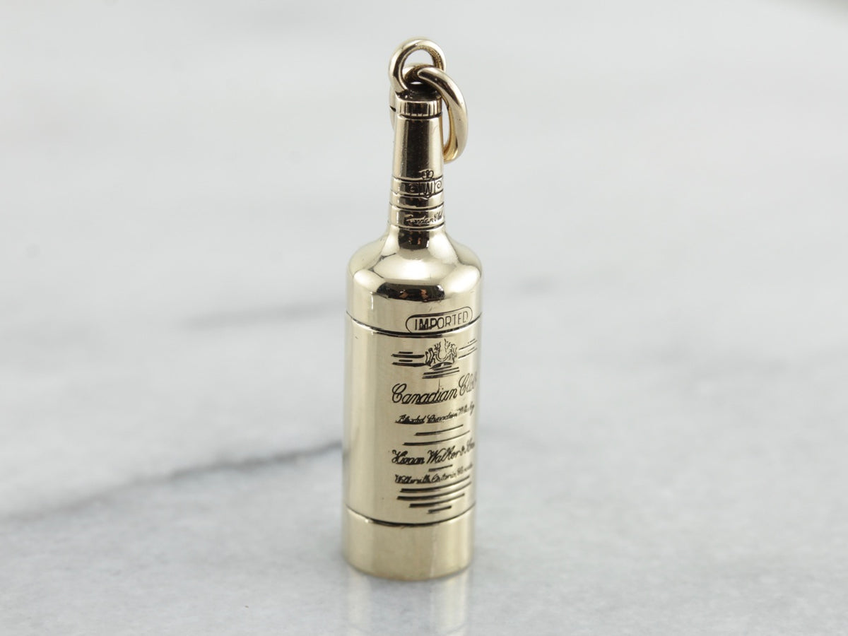 Canadian Club Whiskey Bottle Gold Charm Pendant