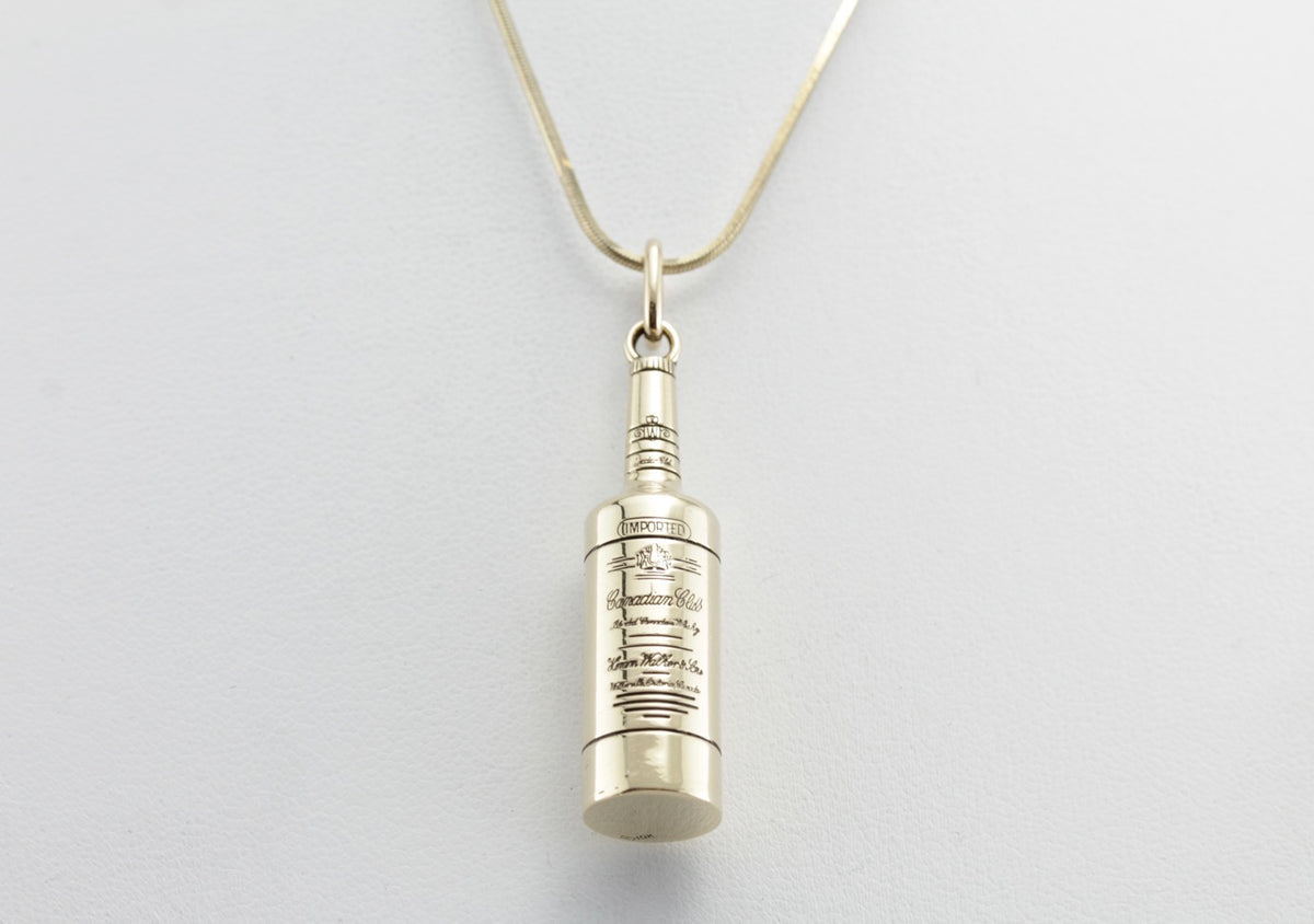 Canadian Club Whiskey Bottle Gold Charm Pendant
