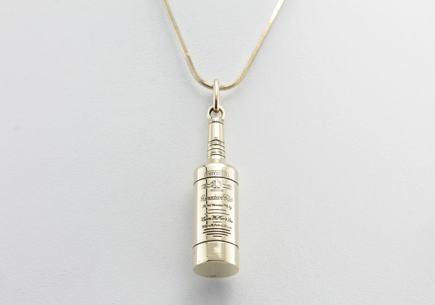 Canadian Club Whiskey Bottle Gold Charm Pendant