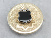 Onyx Diamond and Gold Victorian Pendant or Brooch