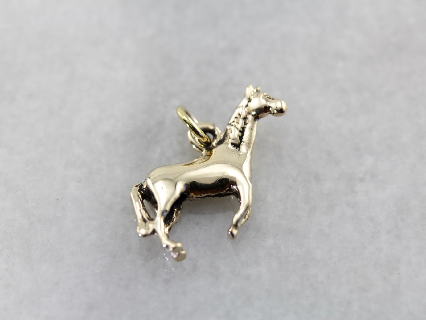 Jumping Horse Charm or Layering Pendant in Yellow Gold