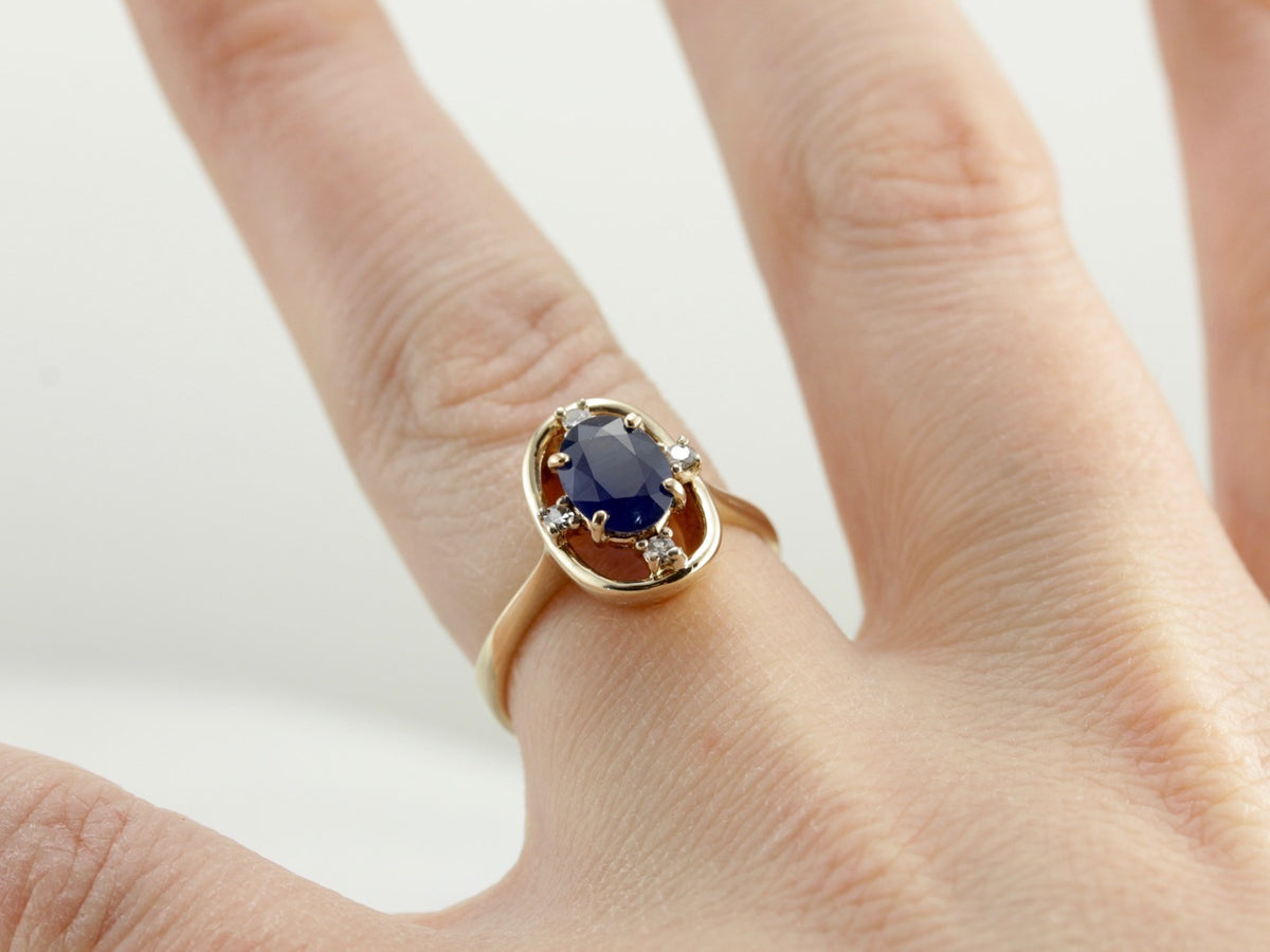 Sapphire and Diamond Cocktail Ring in Yellow Gold