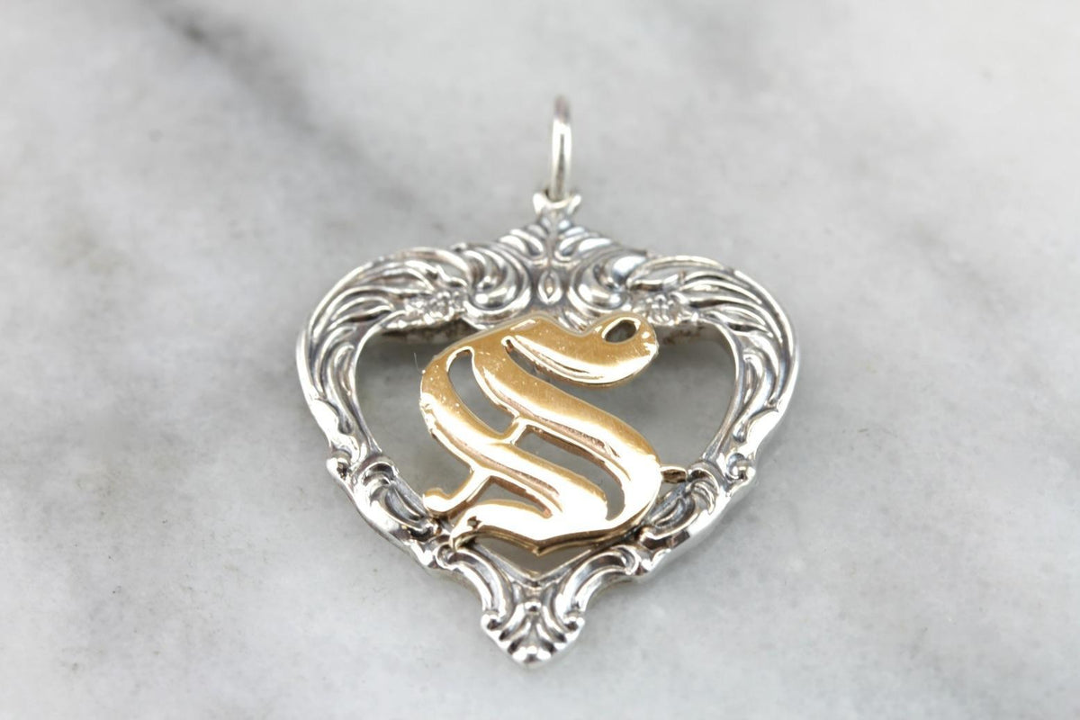 Someone Special, S Monogram Silver Heart Pendant