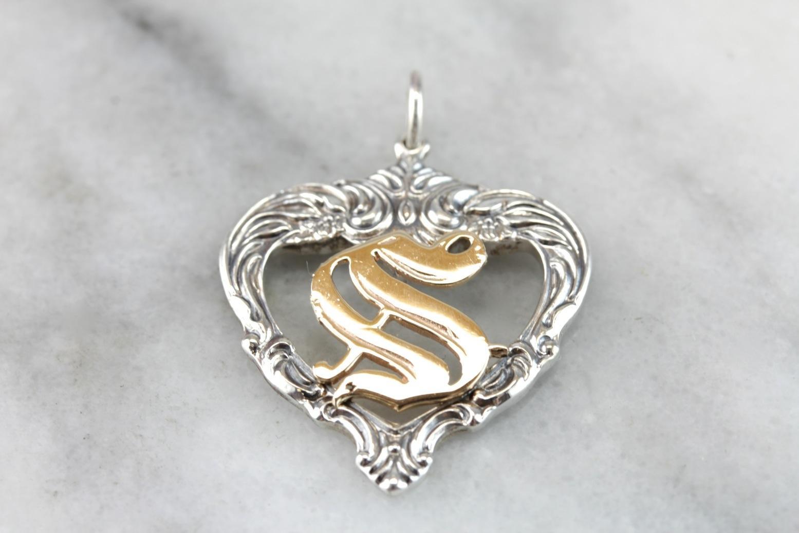 Someone Special, S Monogram Silver Heart Pendant