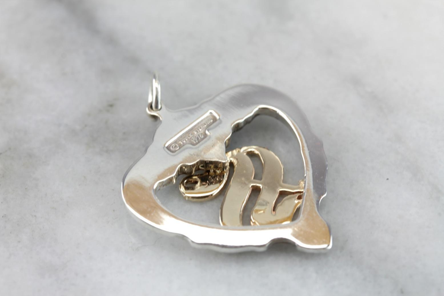 Someone Special, S Monogram Silver Heart Pendant
