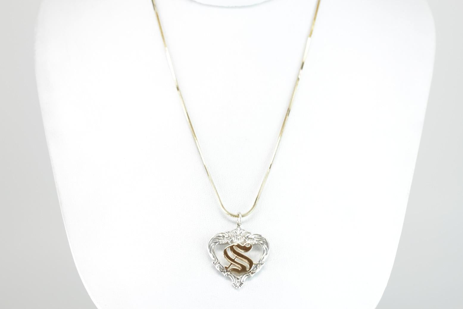 Someone Special, S Monogram Silver Heart Pendant