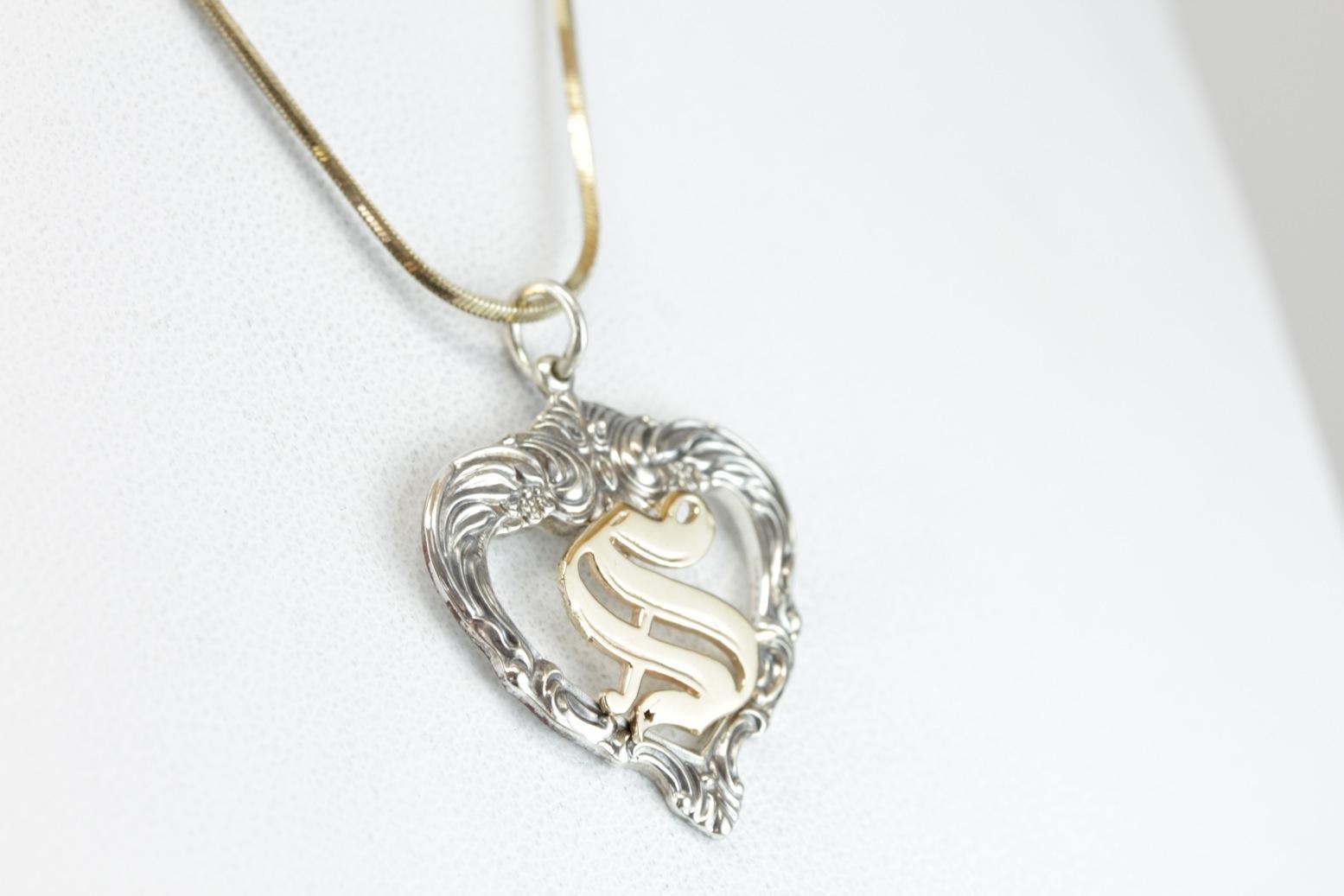 Someone Special, S Monogram Silver Heart Pendant