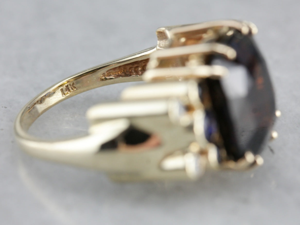 Modern Dravite Tourmaline Gold Statement Ring