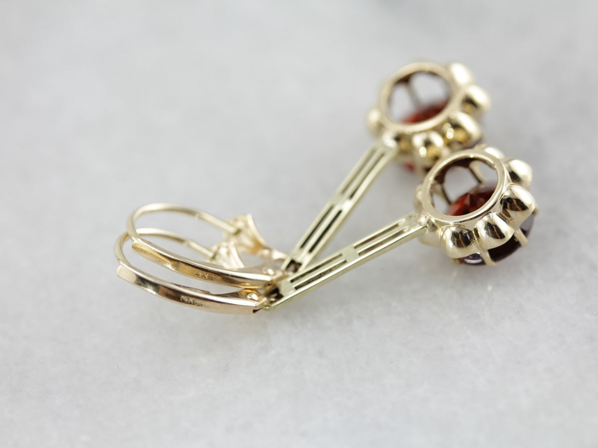 Elegant Garnet Drop Earrings with Vintage Elements