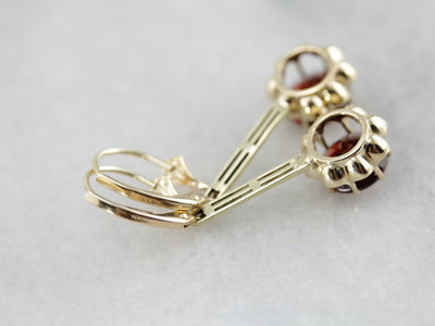 Elegant Garnet Drop Earrings with Vintage Elements