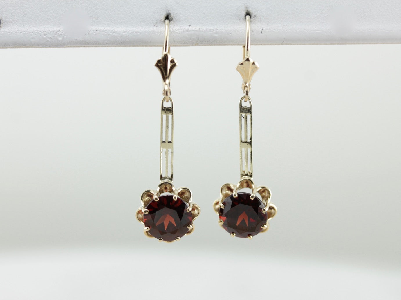 Elegant Garnet Drop Earrings with Vintage Elements