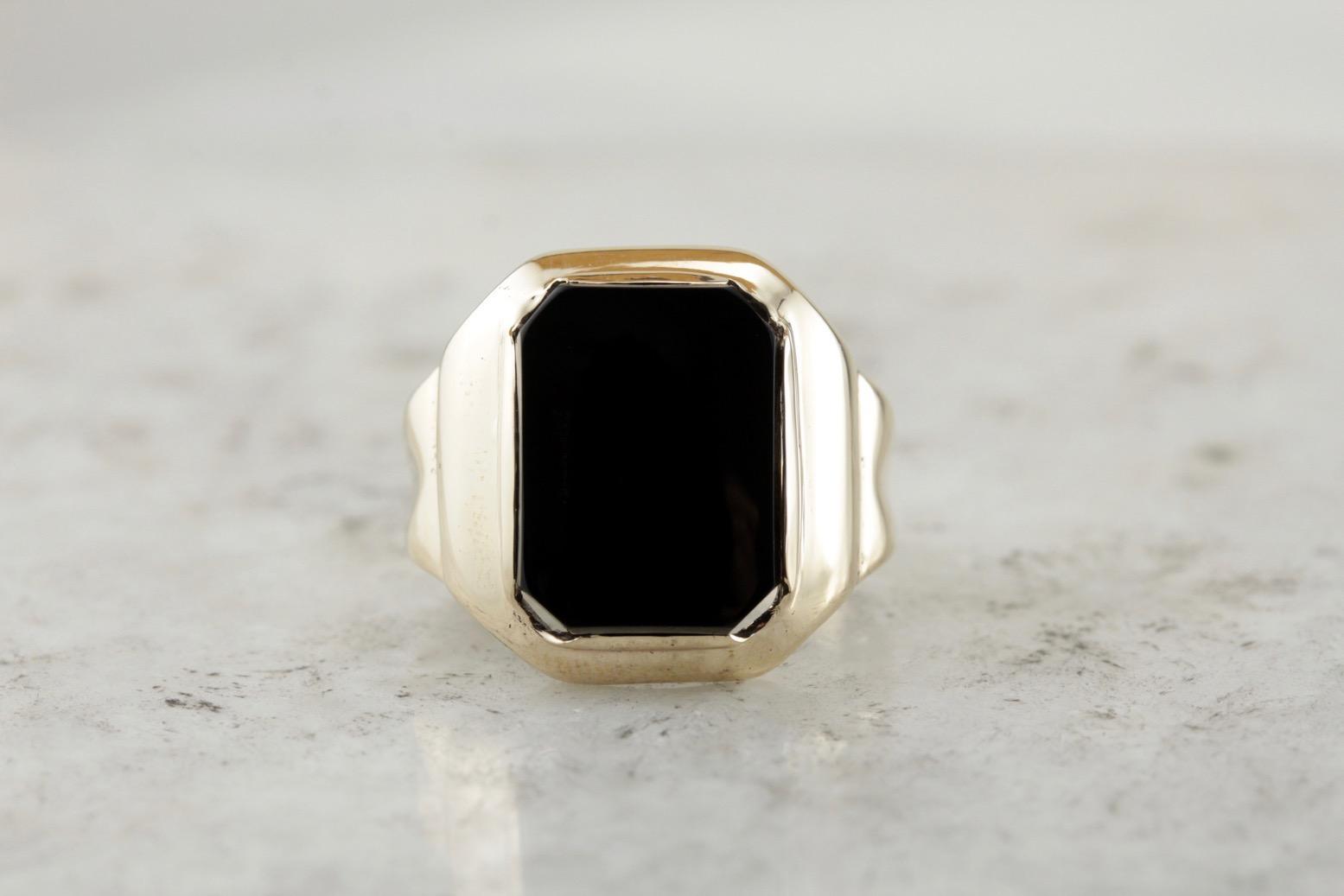 Men's Retro Era Black Onyx Statement Ring