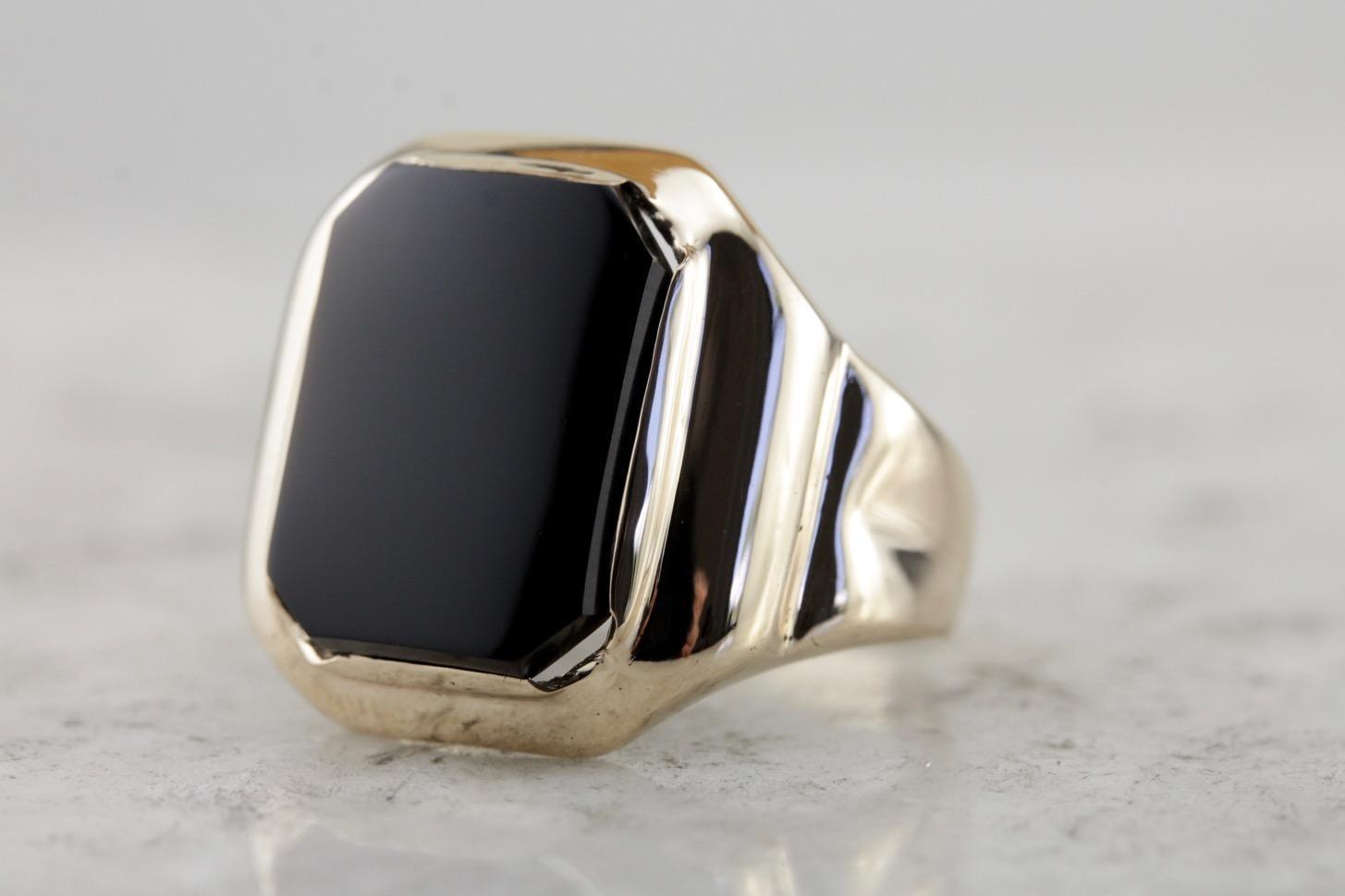 Men's Retro Era Black Onyx Statement Ring