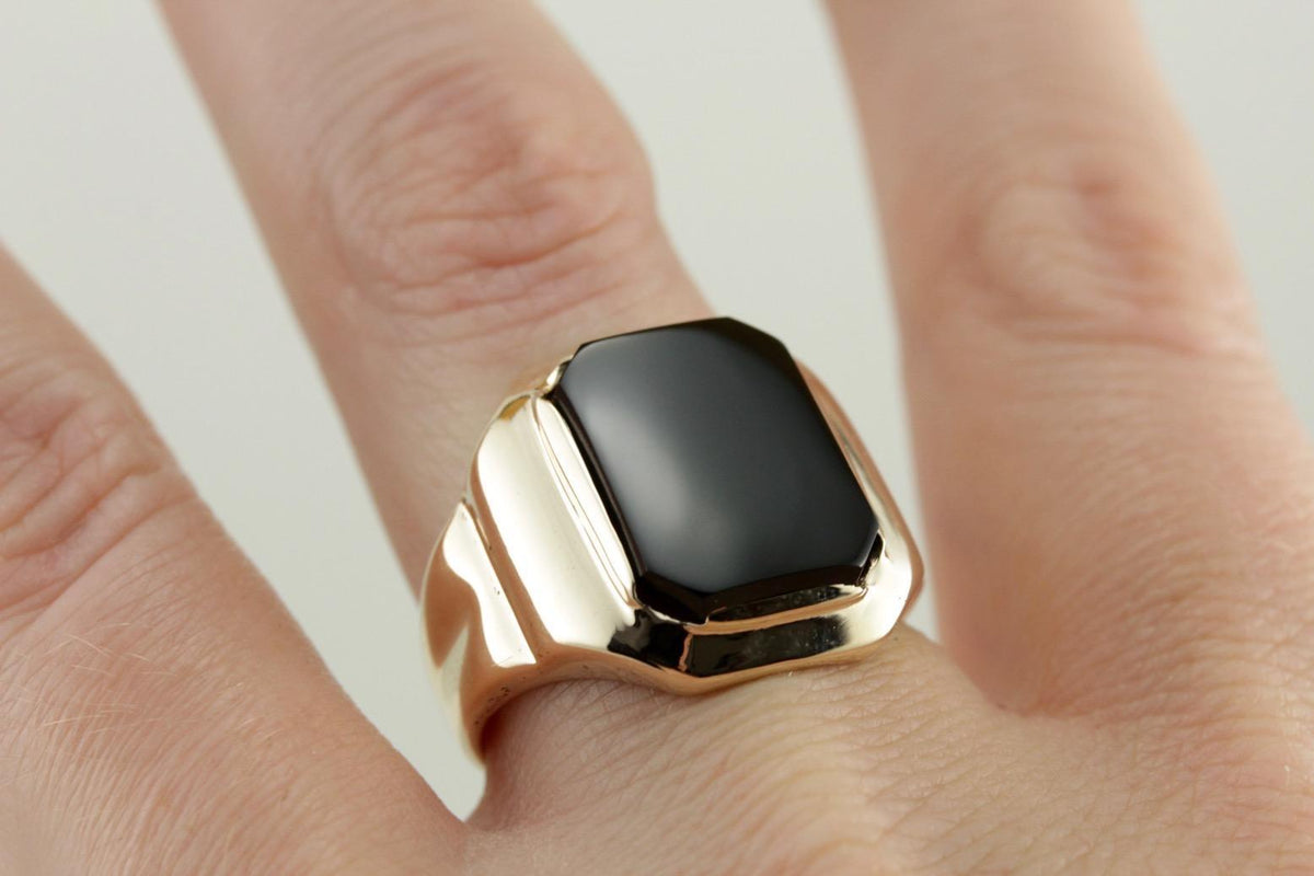 Men's Retro Era Black Onyx Statement Ring