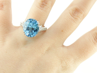 The Edie Blue Topaz Diamond Cocktail Ring