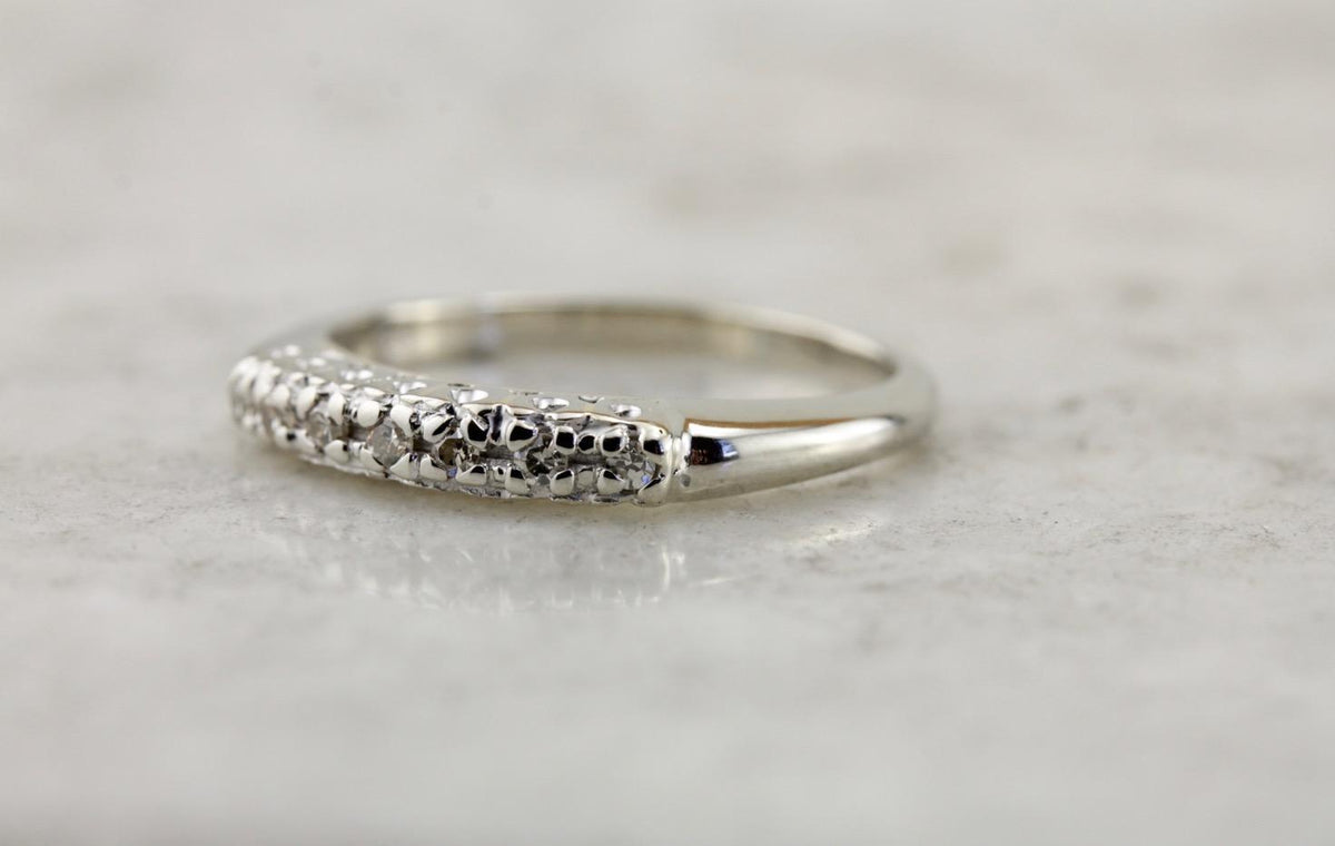 Seven Diamond Wedding or Anniversary Band, Small Diamonds with Fine Metal Work