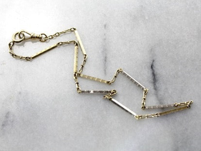 Art Deco Pocket Watch Chain Crafted of White and Green Gold